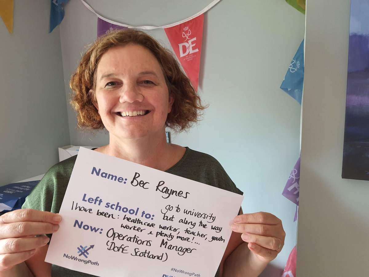 Our Operations Manager @dofebec left school went to university but along the way fulfilled a number of different roles before joining @DofE , including healthcare worker, teacher and youth worker. There is no certain set path to success #NoWrongPath @DYWScot