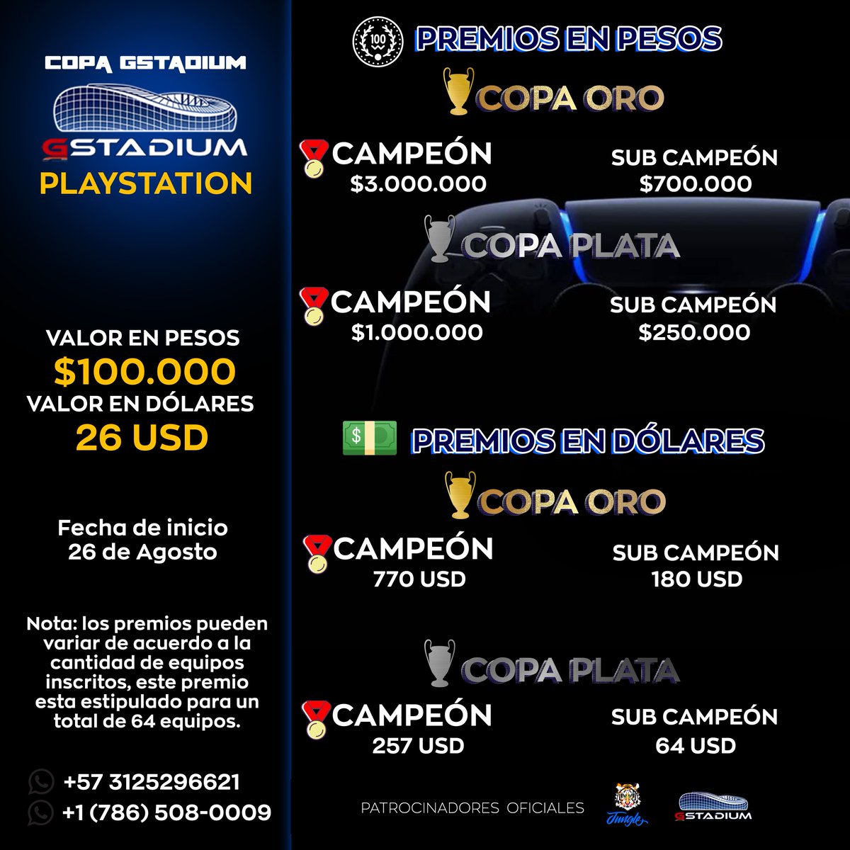 lvpperuana's tweet photo. ⚽��🇴INSCRIPCIONES ABIERTAS PARA COPA GSTADIUM #PLAYSTATION 🏆 ⚽

🚨 Ya están abiertas las inscripciones para #Playstation.🚨

🇨🇴Inicia el 26 de agosto. ¡Inscribete!
Contactenos:

📱+57 3125296621 / +1 (786) 508-0009

Patrocinado por #Thejunglemedia #gstadium 

#nuevatemporada https://t.co/4B80UQqlOG