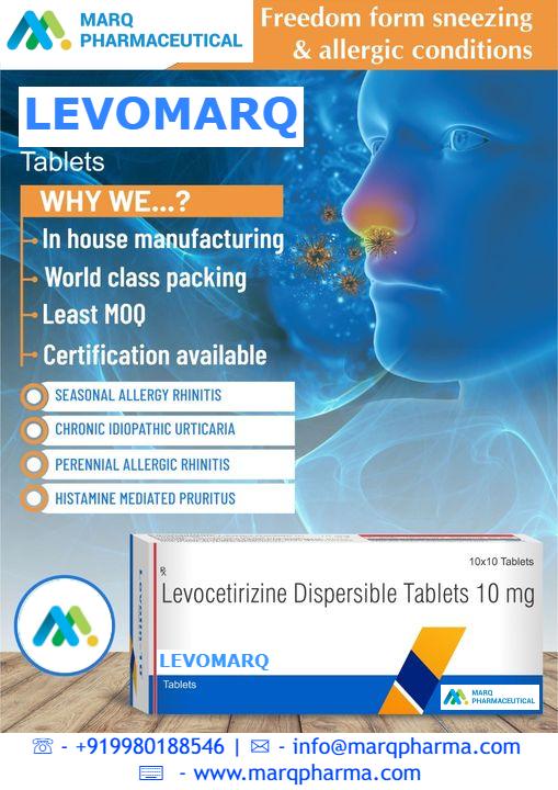 MarqPharma's tweet photo. MARQ Pharmaceutical, a leading #Healthcare/ #LifeSciences company is a fully integrated, global #Healthcare provider #Pharma #Ingredients #API  #drugs #medicine #Levocetirizine is an #antihistamine used to relieve #allergy #symptoms #sneezing #LEVOMARQ #Pharmaceutical @MarqPharma https://t.co/7MyRIVUx50