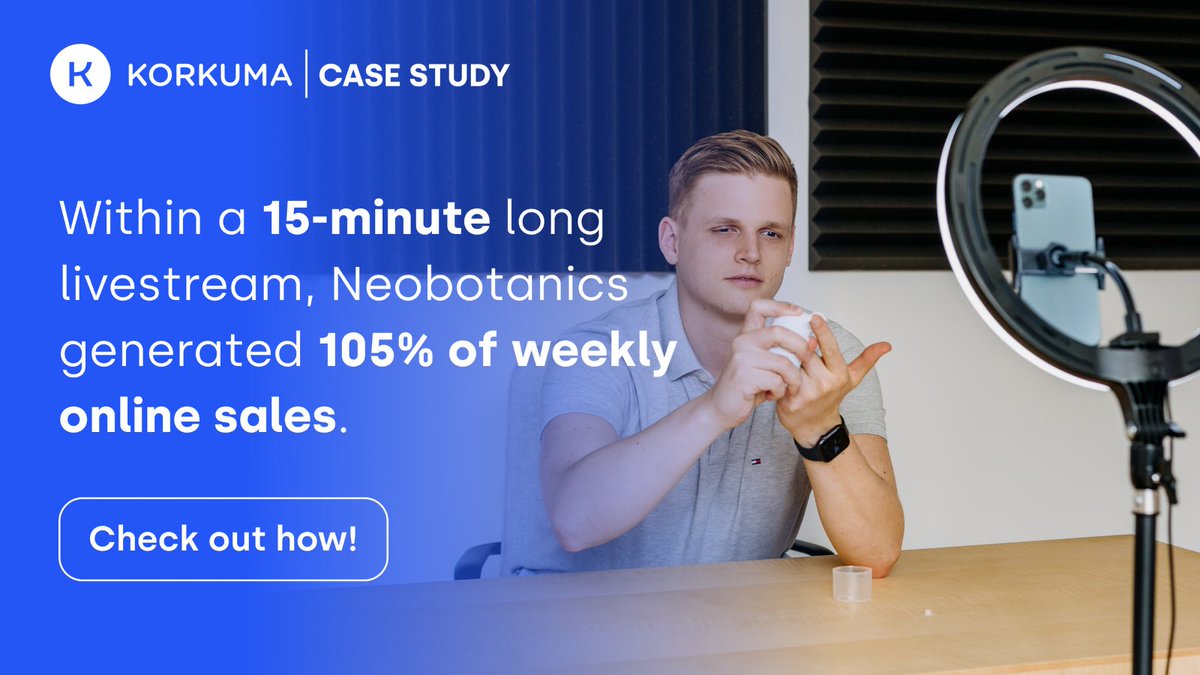 105% of your weekly earnings in a quarter of an hour! 💰

That's how effective live sales events are with Korkuma. 

Find out more about the event and the success of Neobotanics' live stream event at bit.ly/3yqZobz