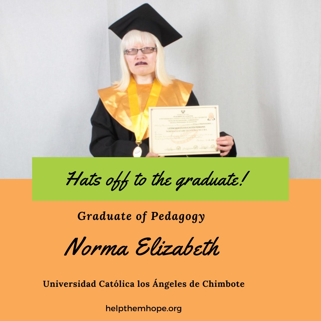 HelpThemHope's tweet image. Norma finished her career in pedagogy at Universidad Católica de los Ángeles de Chimbote. Currently she is working as a teacher 👩🏻‍💼 at IE. EBA in the district of Santa Rosa, La Mar province. 
Her goal is to do a Master&apos;s in Education 👏🏻
 
#HelpThemHope #scholar #pedagogy