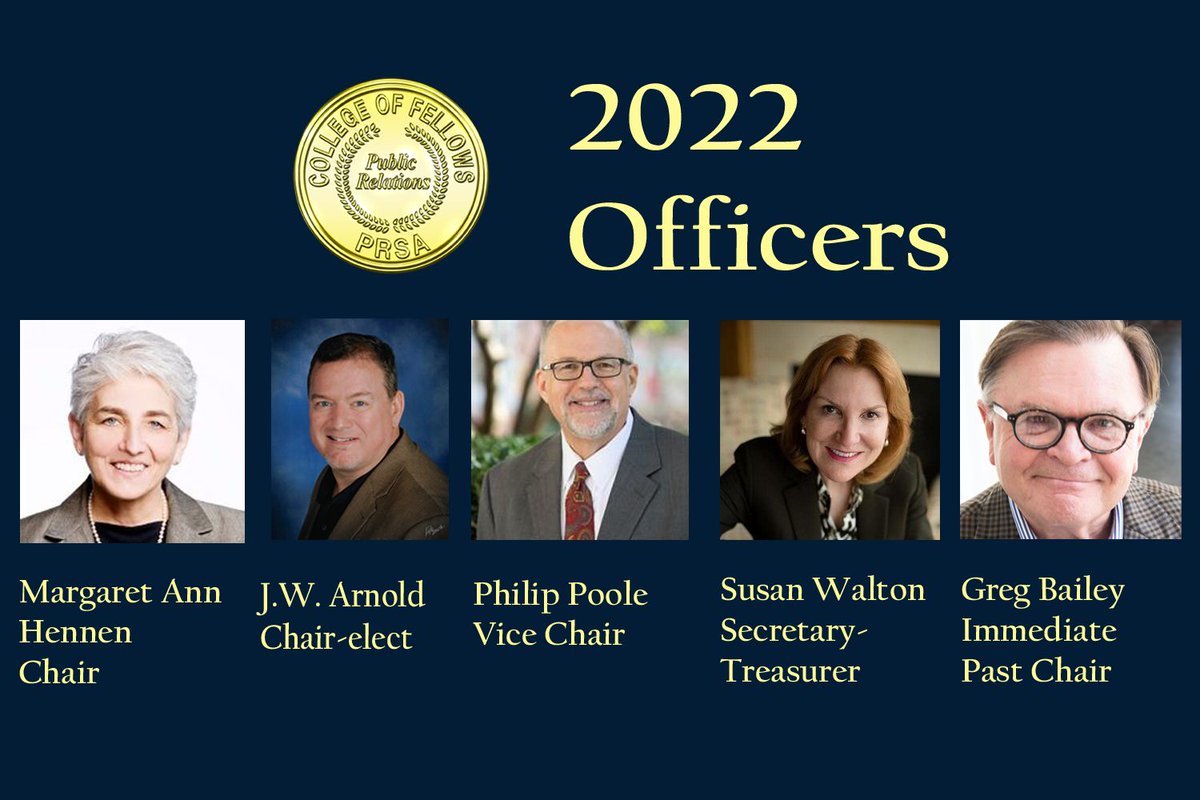 Congratulations to the distinguished Fellows who will lead the College in 2022: Chair Margaret Ann Hennen, Chair-elect J.W. Arnold, Vice-Chair Philip Poole, Secretary-Treasurer Susan Walton and Immediate Past Chair Greg Bailey! #AspireHigher #InspireOthers