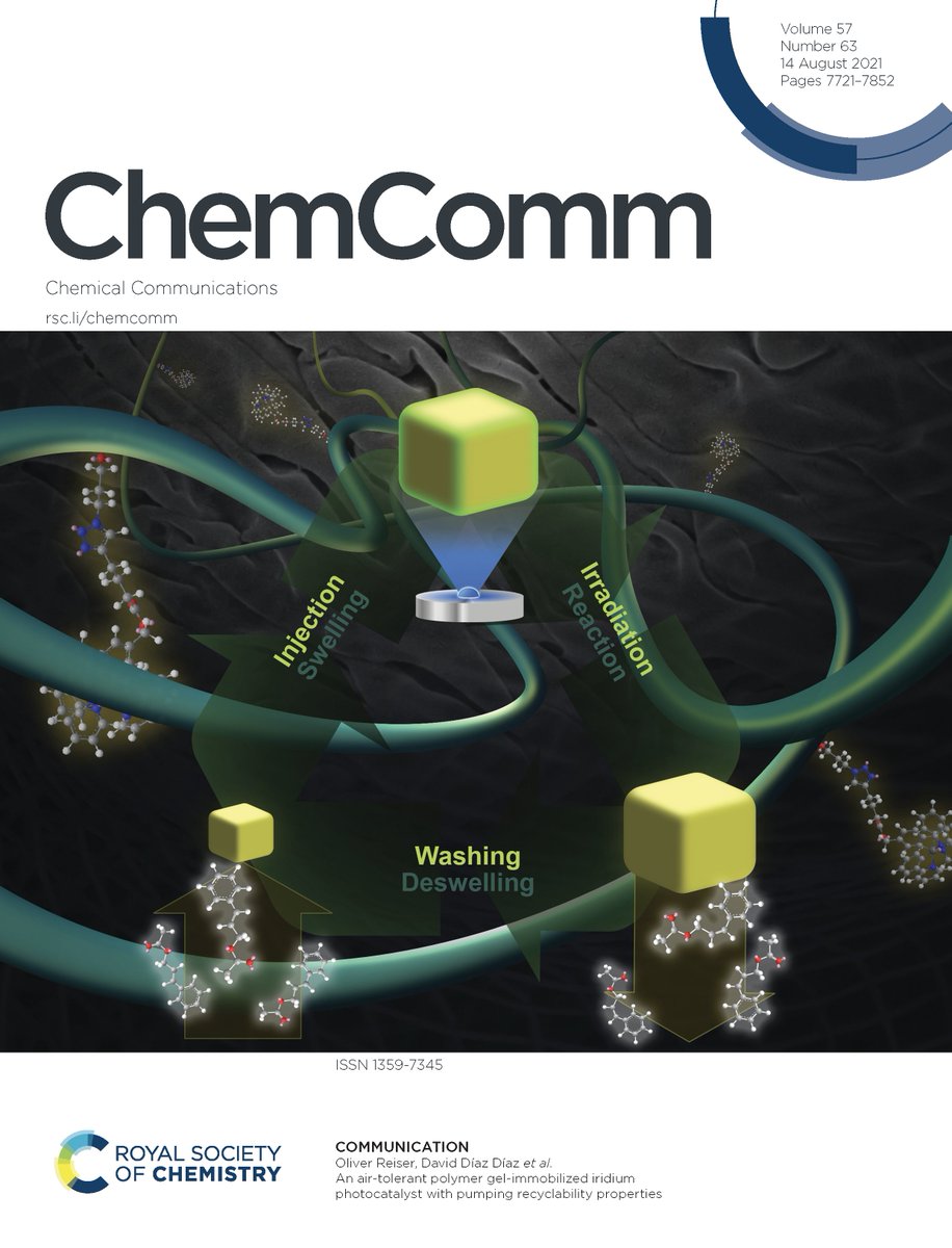 DDDIAZgroup's tweet photo. Our artistic streak on fire! 16th cover artwork highlighted this time by ChemCommun as inside front cover! Congratulations to A. Abramov for his immobilised Ir-photocatalyst work!
@DDDIAZgroup, @invest_ull, @uni_regensburg, @PCTTenerife https://t.co/zKxUUKqVnO