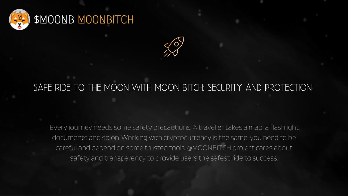 MoonBitchCrypto's tweet photo. 🛡️It's important to provide safety during the way to the Moon, isn't it? @MOONBITCH protects its holders with various methods. Have a look at our new #Facebook post to find them out!🚀 #NFT #TOTHEMOON #BLOCKCHAIN https://t.co/bQanI3QpjN