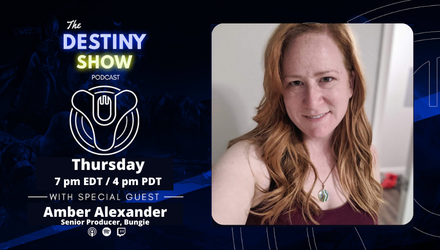 thedestinyshow's tweet photo. We hope you join us for two jam-packed episodes of The Destiny Show tonight!

👉 7:00 pm — Interview with the amazing @amber_ui from Bungie. 
👉 7:45 pm — Destiny Community Round-up with @LegionlessTV &amp; @Boey_Boman.

Place: https://t.co/ZdSNC8vsij
Time: 7 pm EDT / 4 pm PDT.

🙌 https://t.co/lNLhB6OWtc