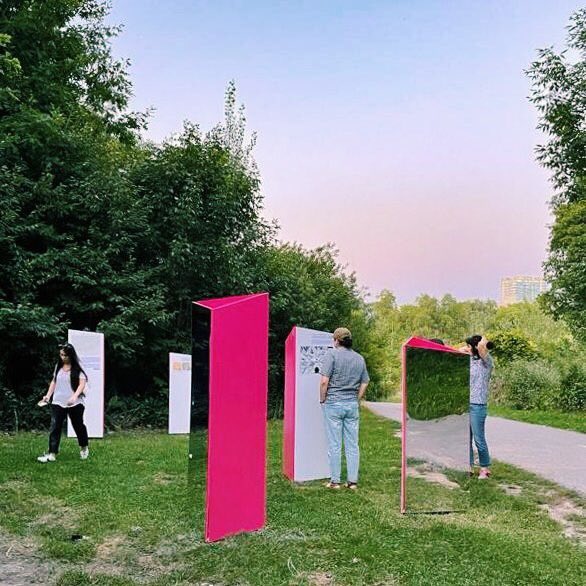 arconserve's tweet photo. ACO Toronto and @GiaimoArch revealed a new free outdoor exhibit and public art installation today at The Oculus in South Humber Park! Check it out Aug-Sept 2021 https://t.co/bofD4sxYzJ @PFRPartnerships @Park_People #oculuspavilion https://t.co/BCswp43Pxn