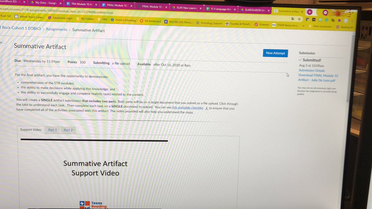 On the final stretch in my Texas Reading Academy! 🎉Confetti literally rained down upon my submission. Someone knew I needed that! 😃