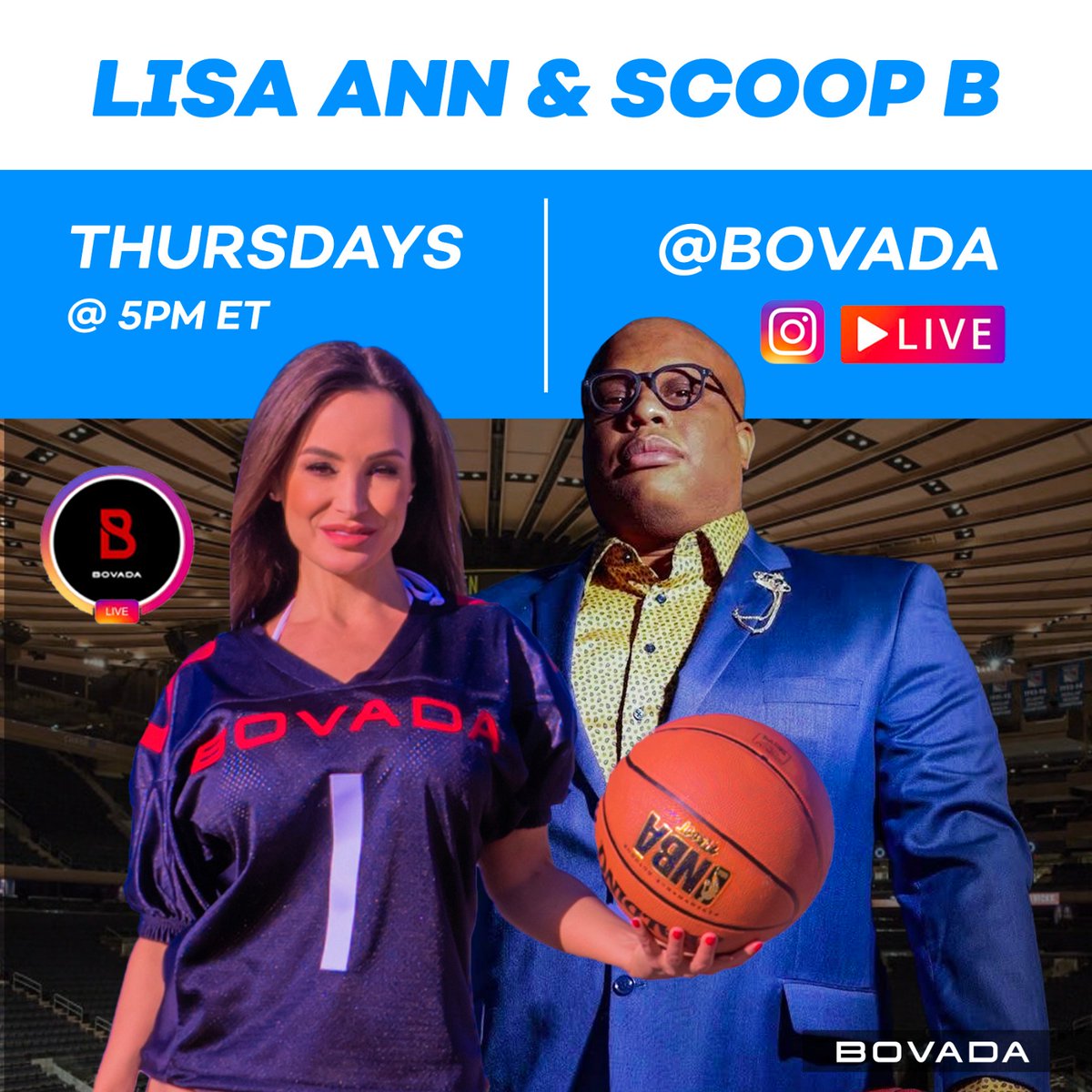 thereallisaann's tweet photo. Today 5pm et IG LIVE with @Scoopb @BovadaOfficial We will be catching you up with all the moves in the NBA! Listen live or catch up later here: https://t.co/9DJSAOTvyY https://t.co/27IQGodnyB