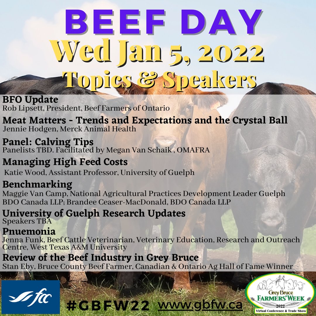 GBFarmersWeek's tweet photo. #GBFW22 #Beef Day is 5 months away. Excellent topics presented by dynamic speakers & an interesting producer panel. Please plan to join us. @BeefFarmersON @OntarioBeef @CanadianBeef @BeefCounty #savethedate
#ontag #CdnAg #WorldAg #AgEvent #Farm365 #Agriculture #Farming #AgProud https://t.co/AuwYeGzFsT