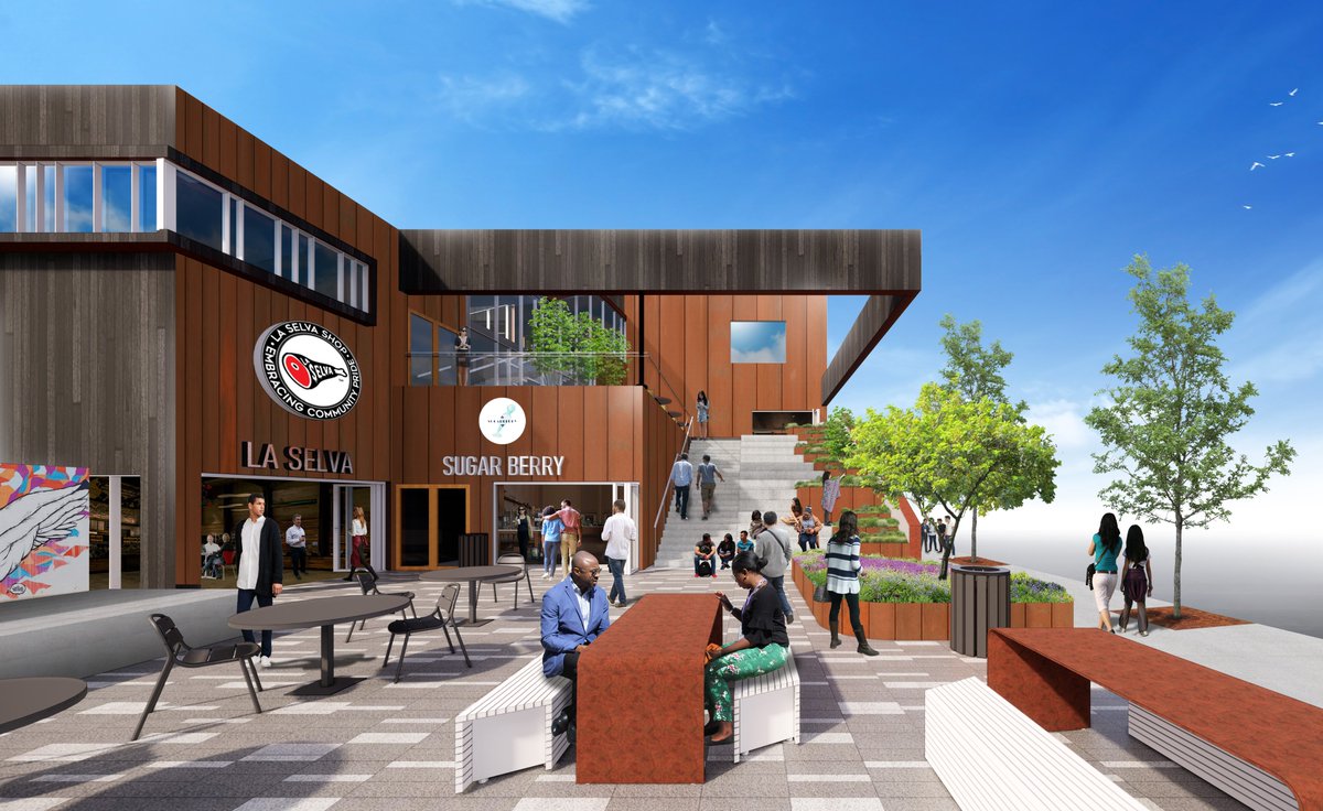 INVEST South/West New City design submission for the City of Chicago Department of Planning and Development at the intersection of 47th &amp; Justine. Our proposal, Back of the Yards Works, features an outdoor plaza, offices, workplace development spaces, and local businesses.