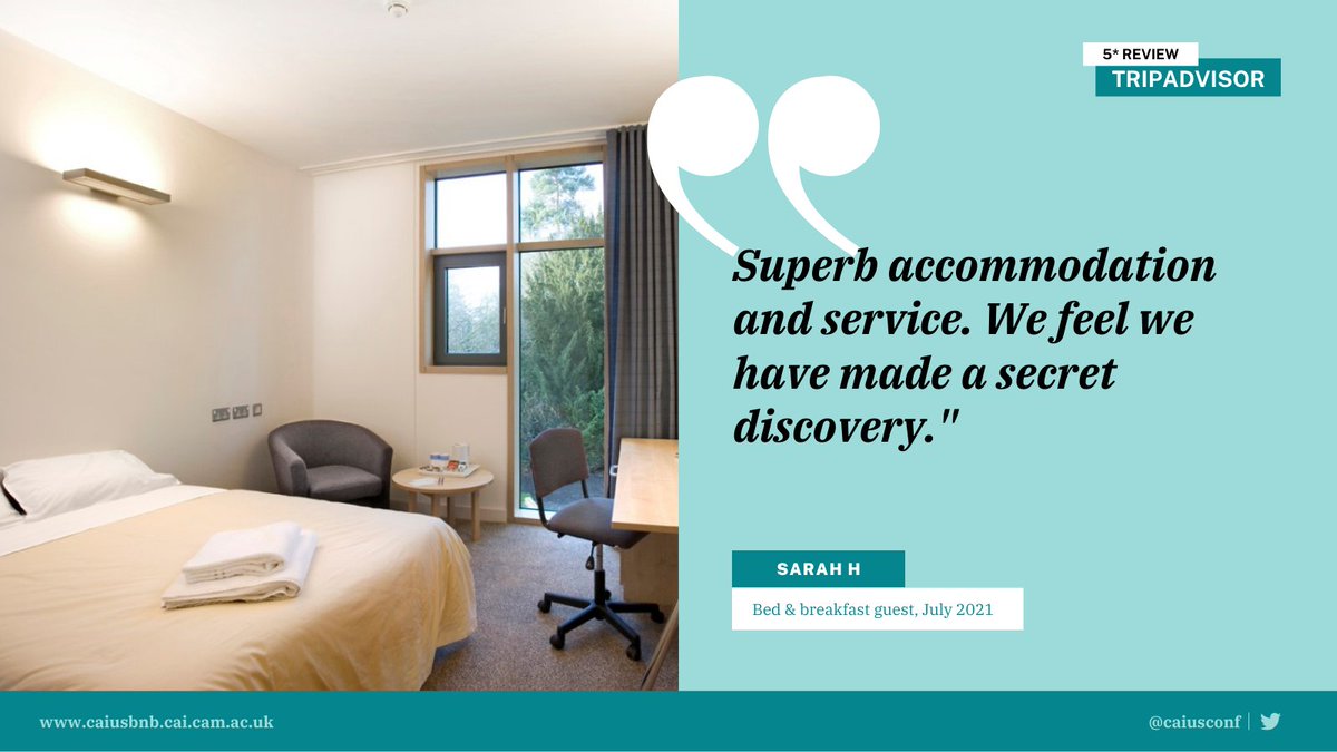 Caius B&B, Meetings & Events (@caiusconf) on Twitter photo 5⃣⭐️⭐️⭐️⭐️⭐️
We've just received our latest 5 star TripAdvisor review. It makes the efforts from all our staff worthwhile, thank you!
Book now via our website to experience it for yourself! 5⃣⭐️⭐️⭐️⭐️⭐️
We've just received our latest 5 star TripAdvisor review. It makes the efforts from all our staff worthwhile, thank you!
Book now via our website to experience it for yourself!