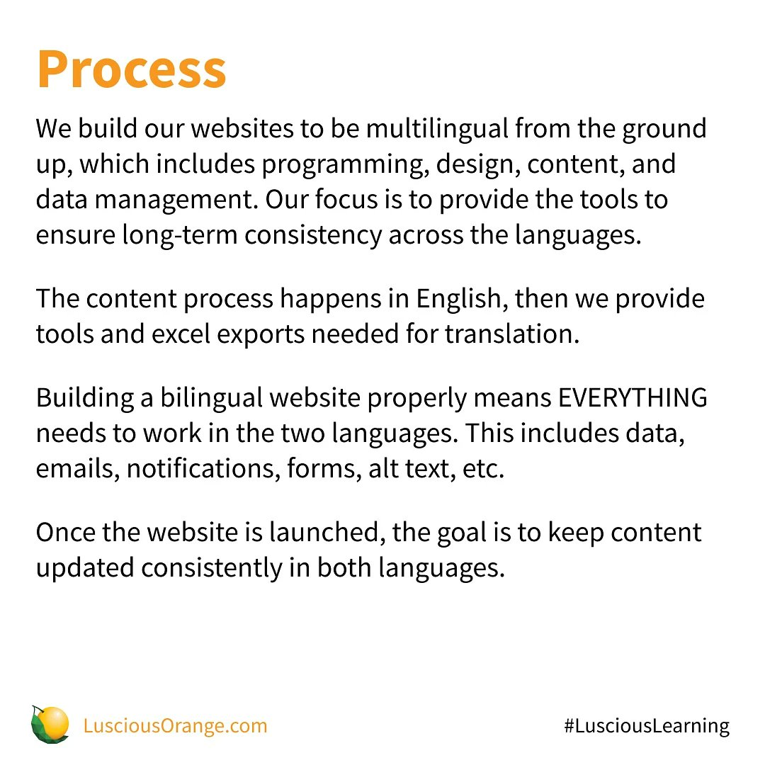 Luscious_Orange's tweet photo. Check out #LusciousLearning this week about multilingual websites π»
#LusciousOrange #UXWebDesigner #LocalBusiness #WebDesign #ContentStrategy #ContentCreation #GraphicDesign #DigitalMarketing #WPG #Winnipeg #WPGBusiness #Bilingual #Translation #Multilingual #Localization https://t.co/OecJyP55g7