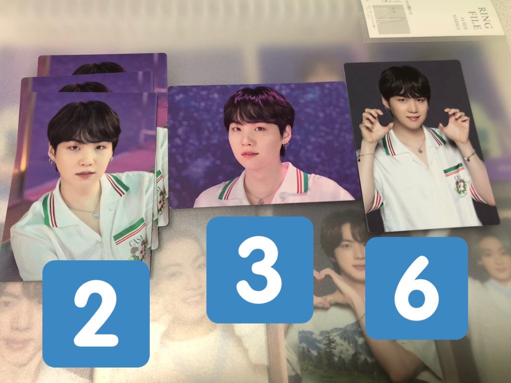 akr__66's tweet photo. bts ソウジュ ミニフォト 交換

譲:ユンギ②③⑥
     ホソク②④
     ジミン④⑤
     テヒョン④⑤

求:ユンギ⑤⑦
     ホソク①⑤
     ジミン③
     テヒョン③⑦

⚠️同種交換のみ
郵便交換、同日発送
スリーブ+硬質ケース+防水
お心当たりある方お気軽にリプまたはDMよろしくお願い致します🙇‍♀️ https://t.co/m1gjSdeSHm