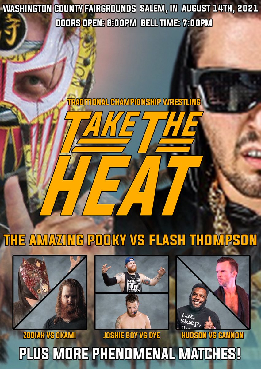 TCWPage's tweet photo. We still have a few more things to announce for this show, but here is the official poster for TCW Presents: Take the Heat! https://t.co/fnnGYb47VH