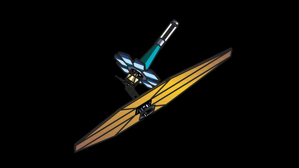 Early concept illustration of the James Webb Space Telescope (then named the Next Generation Space Telescope). This design featured a segmented mirror and a large sunshield, much like the final design of the telescope.