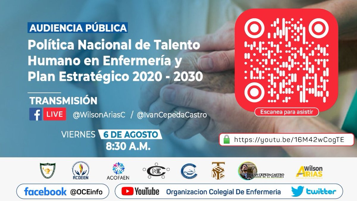 EnfermeriaOCE's tweet photo. ¿Prográmese!
Audiencia pública Política nacional de Talento Humano en #Enfermería y Plan Estratégico 2020 - 2030.
@IvanCepedaCast @ANECCundimarca @Acoeen_RC #CNE #tnee
VIERNES 06Ago - 8:30am
Acceda aquí 👇
*https://t.co/daoroNnsGN
*https://t.co/wu3Gr2YeaN https://t.co/D6rSvWoimW