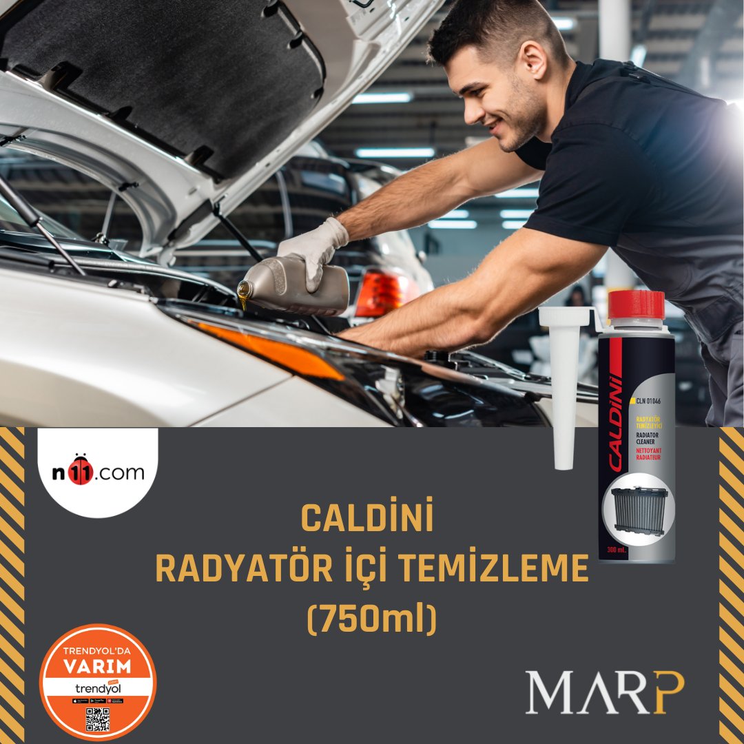 MARP GLOBAL Trendyol'dan sonra şimdi de n11.com'da...

Caldini Radyatör Temizleyici, su soğutma sistemindeki yağı ve kiri temizler. Asit içermeyen yapısıyla kauçuk hortum ve alüminyum parçalara zarar vermeden üst düzey temizlik sağlar.