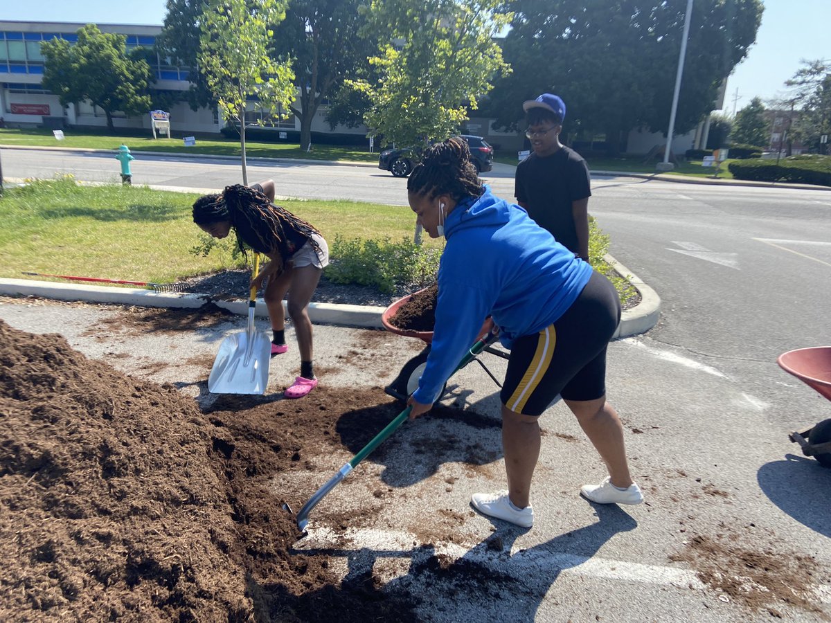 Shortridge's tweet image. @Shortridge #SHSdayofservice Blue Devils gardening with our community partner @tabpres. @ProactIndy