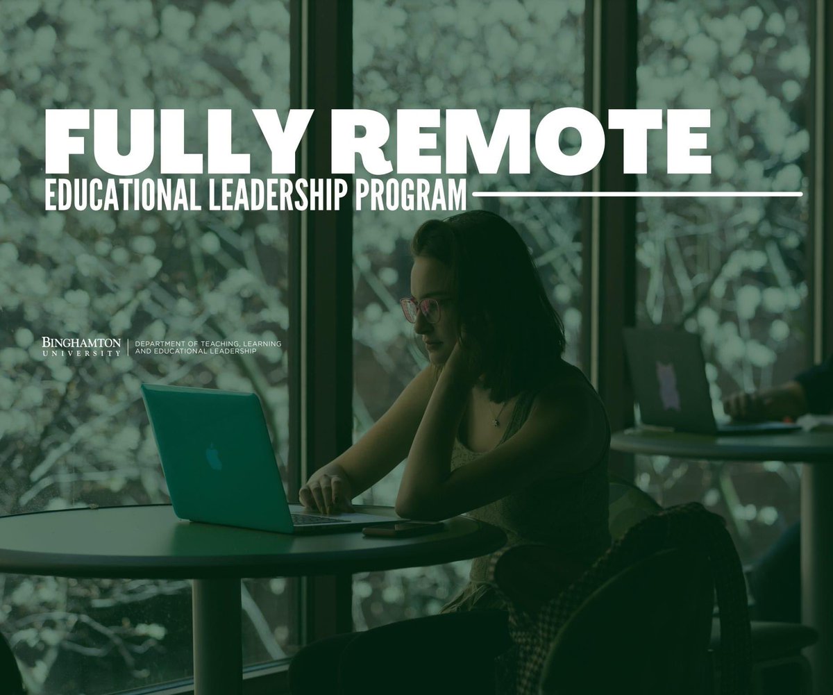 The Remote Educational Leadership track at Binghamton allows students to be fully engaged in all classes through a synchronous remote Zoom format. Start as early as August 2021!  Click here to register for an information session: gograd.binghamton.edu/portal/ccpa-tl…