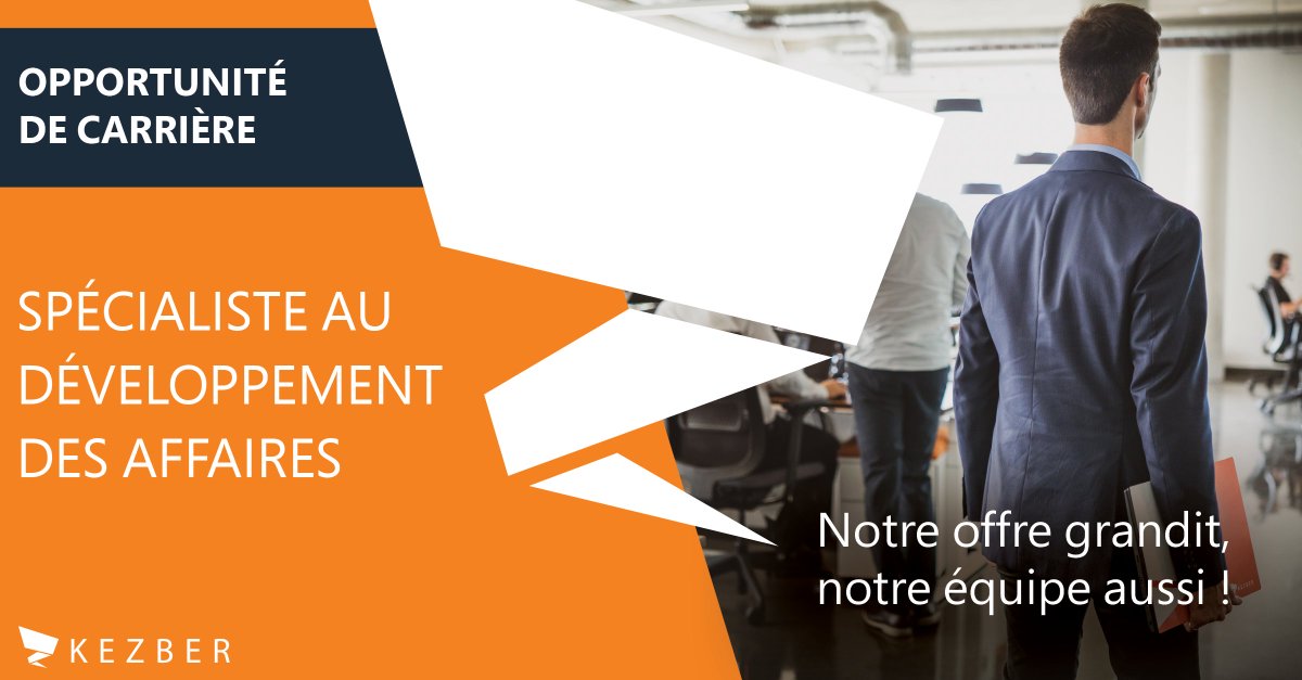 Notre offre grandit, notre équipe aussi ! 

Kezber est à la recherche d’un spécialiste au développement des affaires pour rejoindre notre équipe toujours grandissante.

Pour te joindre à l’équipe, c’est par ici : bit.ly/3fC2q5x