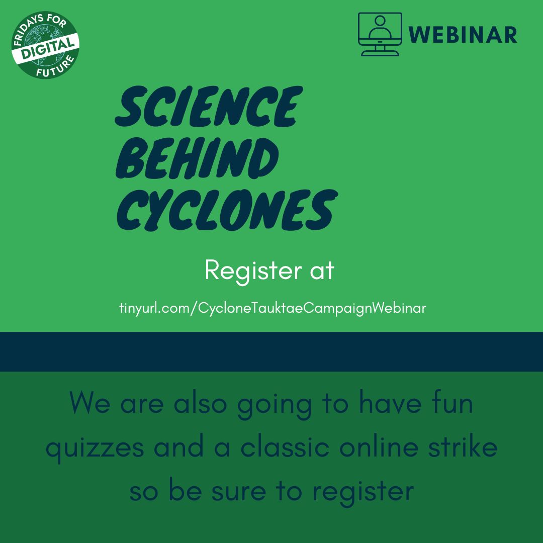 ❗️Register for Cyclone Tauktae Webinar❗️ You can learn the #ScienceBehindCyclones tomorrow at 2pm GMT by attending our fun, free and educational webinar✨ Register for our webinar at tinyurl.com/CycloneTauktae… and DM us your questions 💕 #OverthrowTheCyclone #NotBlownWithCyclone