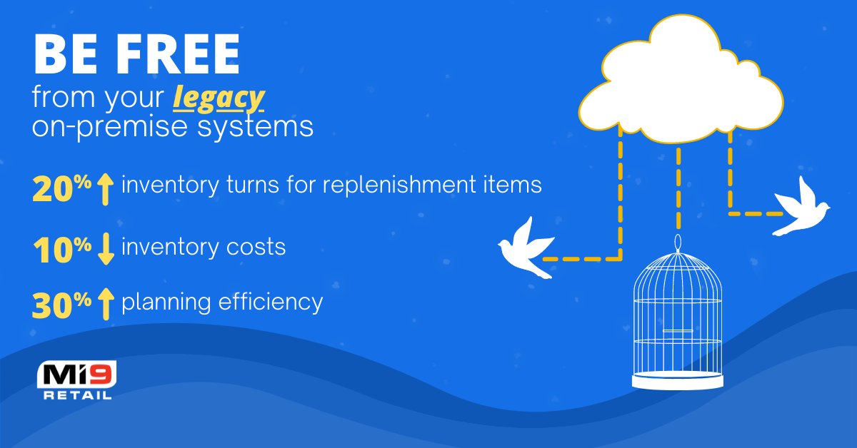 Mi9Retail's tweet photo. Free yourself from legacy on-premise systems!

With Mi9 Cloud's AI you can manage inventory at a hyper-local level. 

Make smarter, faster decisions that improve your bottom line.

View our Merchandise Optimization Platform: https://t.co/N16LVnbQA3  

#cloudtechnology #retailtech https://t.co/XGYeX5RV5K