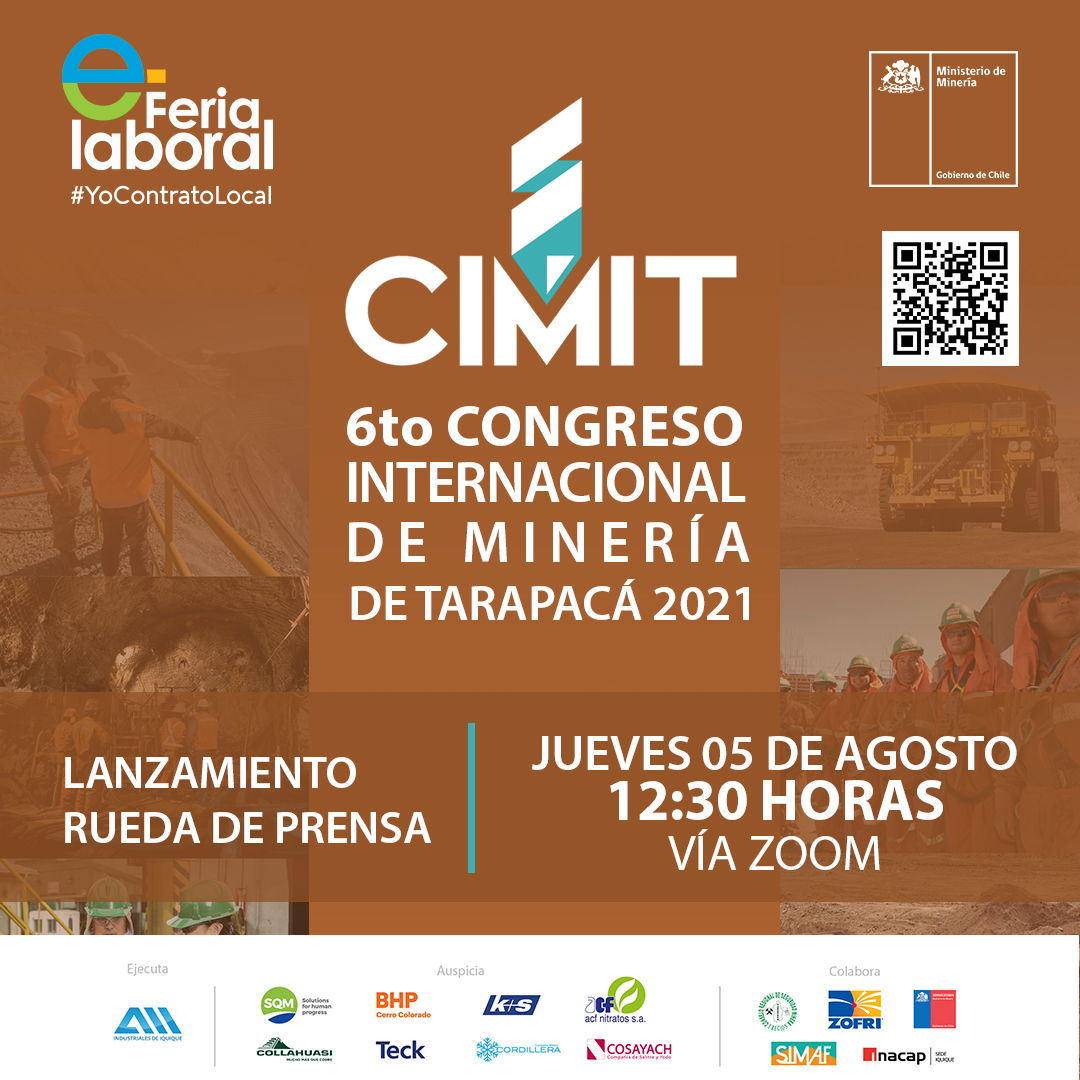 aiigremio's tweet photo. Ya estamos por comenzar la Conferencia de Prensa Lanzamiento Congreso Internacional #CIMIT y #FeriaLaboral 2021
En formato híbrido, desde el Salón Convenciones @Zofri_SA, y con la presencia del biministro de Energía y Minería, Juan Carlos Jobet, se dará inicio a la actividad https://t.co/y9oGT57zni