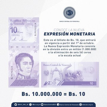 Banco Central de Venezuela anuncia entrada en vigencia del Bolívar Digital a partir de octubre: con 6 ceros menos E8CciBMWEAAfRjJ?format=jpg&name=360x360