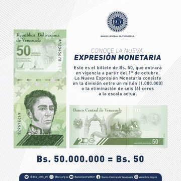 Banco Central de Venezuela anuncia entrada en vigencia del Bolívar Digital a partir de octubre: con 6 ceros menos E8CciBPXoAsL1rg?format=jpg&name=360x360