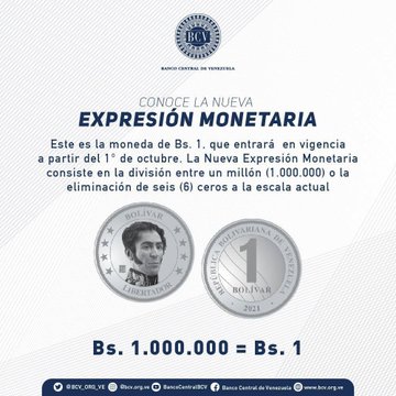 Banco Central de Venezuela anuncia entrada en vigencia del Bolívar Digital a partir de octubre: con 6 ceros menos E8CciBQWYAYk7DF?format=jpg&name=360x360