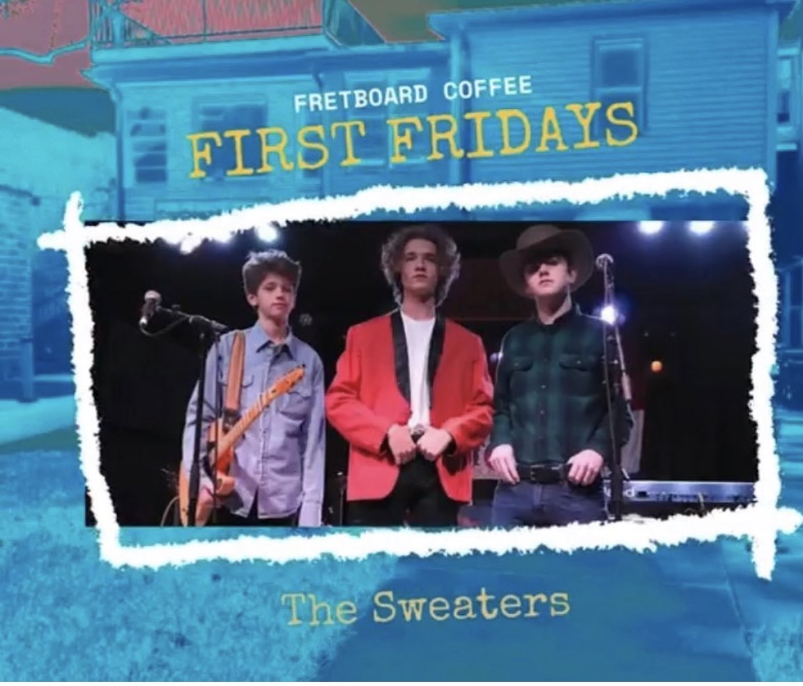 We play this Friday evening at Fretboard Coffee and we better freaking see you there. This outdoor First Friday show is from 5-8:30–we’ll be playing near the end! There will be grown-up drink as well as drinks for little boys and girls