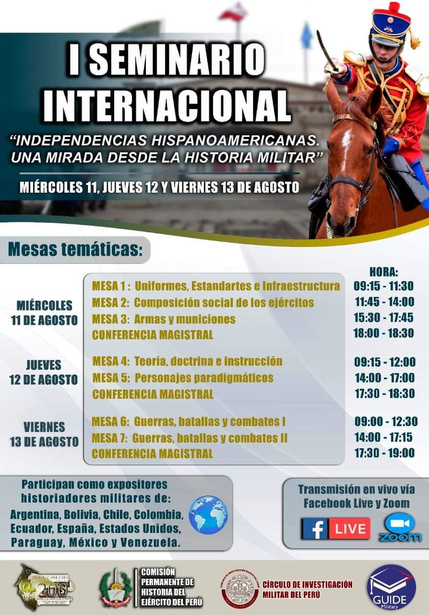 EjercitoPeru's tweet photo. #AnuncioEP | 📣La Comisión Permanente de Historia del Ejército del Perú organiza el I Seminario Internacional: 𝑰𝒏𝒅𝒆𝒑𝒆𝒏𝒅𝒆𝒏𝒄𝒊𝒂𝒔 𝑯𝒊𝒔𝒑𝒂𝒏𝒐𝒂𝒎𝒆𝒓𝒊𝒄𝒂𝒏𝒂𝒔. 𝑼𝒏𝒂 𝒎𝒊𝒓𝒂𝒅𝒂 𝒅𝒆𝒔𝒅𝒆 𝒍𝒂 𝒉𝒊𝒔𝒕𝒐𝒓𝒊𝒂 𝒎𝒊𝒍𝒊𝒕𝒂𝒓.  1/3 https://t.co/18ye9evLfy