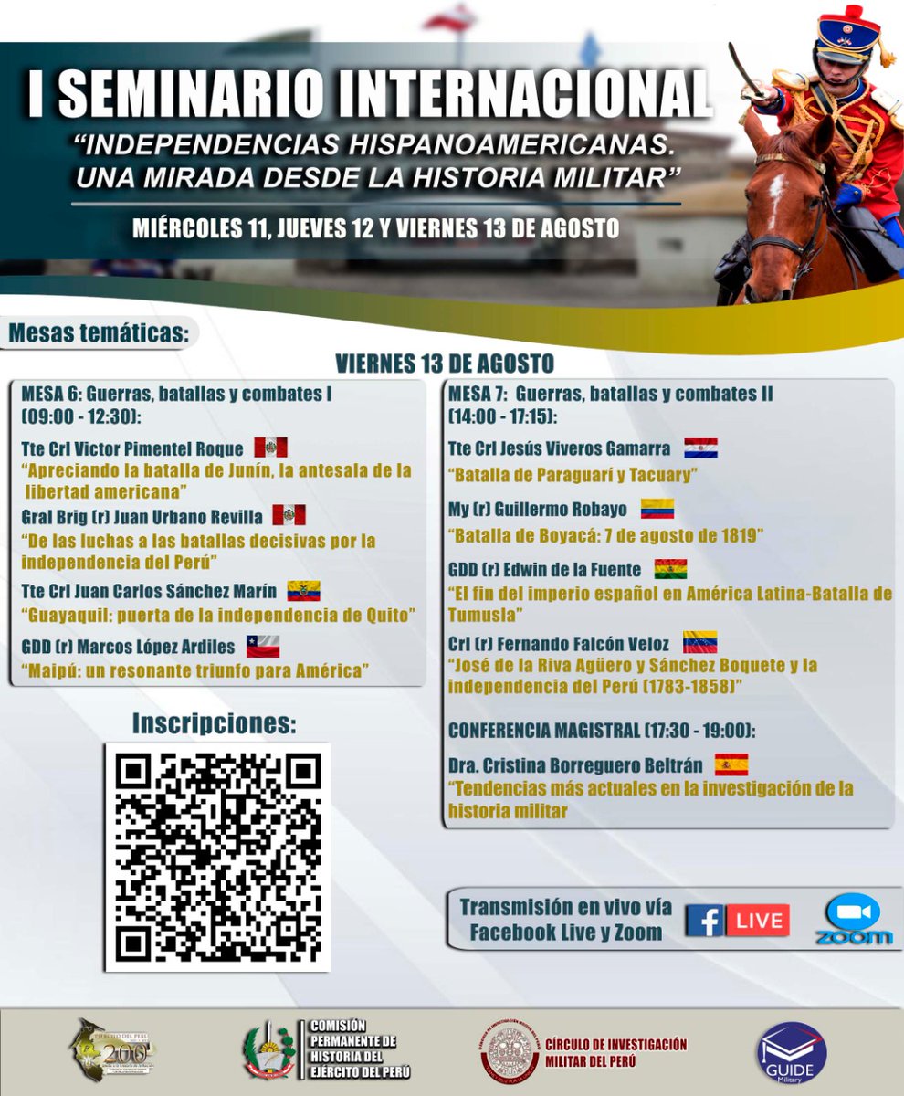 EjercitoPeru's tweet photo. #AnuncioEP | 📣La Comisión Permanente de Historia del Ejército del Perú organiza el I Seminario Internacional: 𝑰𝒏𝒅𝒆𝒑𝒆𝒏𝒅𝒆𝒏𝒄𝒊𝒂𝒔 𝑯𝒊𝒔𝒑𝒂𝒏𝒐𝒂𝒎𝒆𝒓𝒊𝒄𝒂𝒏𝒂𝒔. 𝑼𝒏𝒂 𝒎𝒊𝒓𝒂𝒅𝒂 𝒅𝒆𝒔𝒅𝒆 𝒍𝒂 𝒉𝒊𝒔𝒕𝒐𝒓𝒊𝒂 𝒎𝒊𝒍𝒊𝒕𝒂𝒓.  1/3 https://t.co/18ye9evLfy
