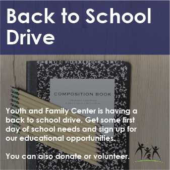 Come on over to the Youth and Family Center on August 17th for our Back to School Drive! #backtoschool