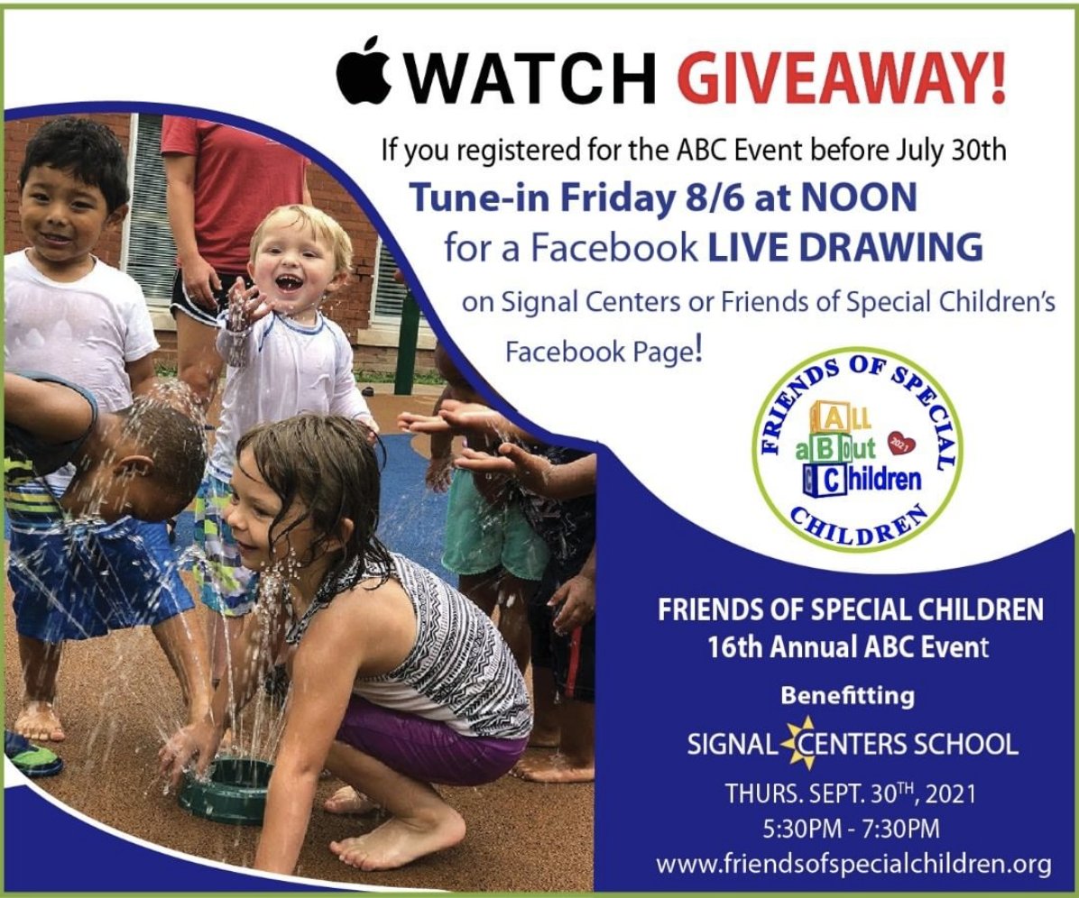 SignalCenters's tweet photo. Tune in tomorrow at Noon on Signal Centers' or Friends of Special Children's Facebook page to see if you won the APPLE WATCH! π
#SignalCenters #FriendsofSpecialChildren #CHA #Chattanooga #Nonprofit #Community https://t.co/PWzLayi6ng
