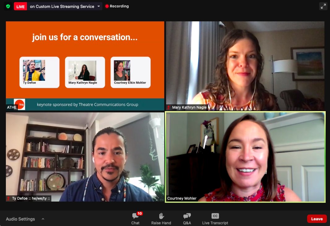 Amazing opening #ATHE2021 session with mind-blowing artists who inspire us to 'indigenize and decolonize time, space and resources' in our practice. #theatre #highereducation