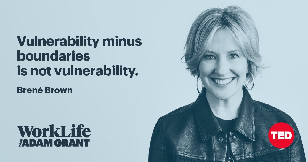 TEDTalks's tweet photo. Bringing our authentic selves to work requires vulnerability — so how do we know how much is “too much”? @BreneBrown discusses boundaries in the workplace in this episode of Taken For Granted. 

Listen on @amazonmusic: https://t.co/DpjxUc5RWF https://t.co/VUr4CYSsHx