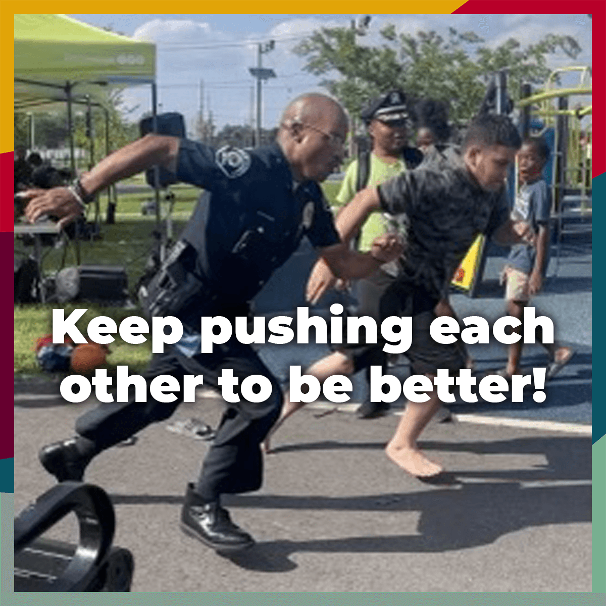 CamdenCountyPD's tweet photo. Lt. Watkins and a member of our youth racing at the Camden Community Fair. #unitypolicing #hestillhasit https://t.co/OBkVgELhOm