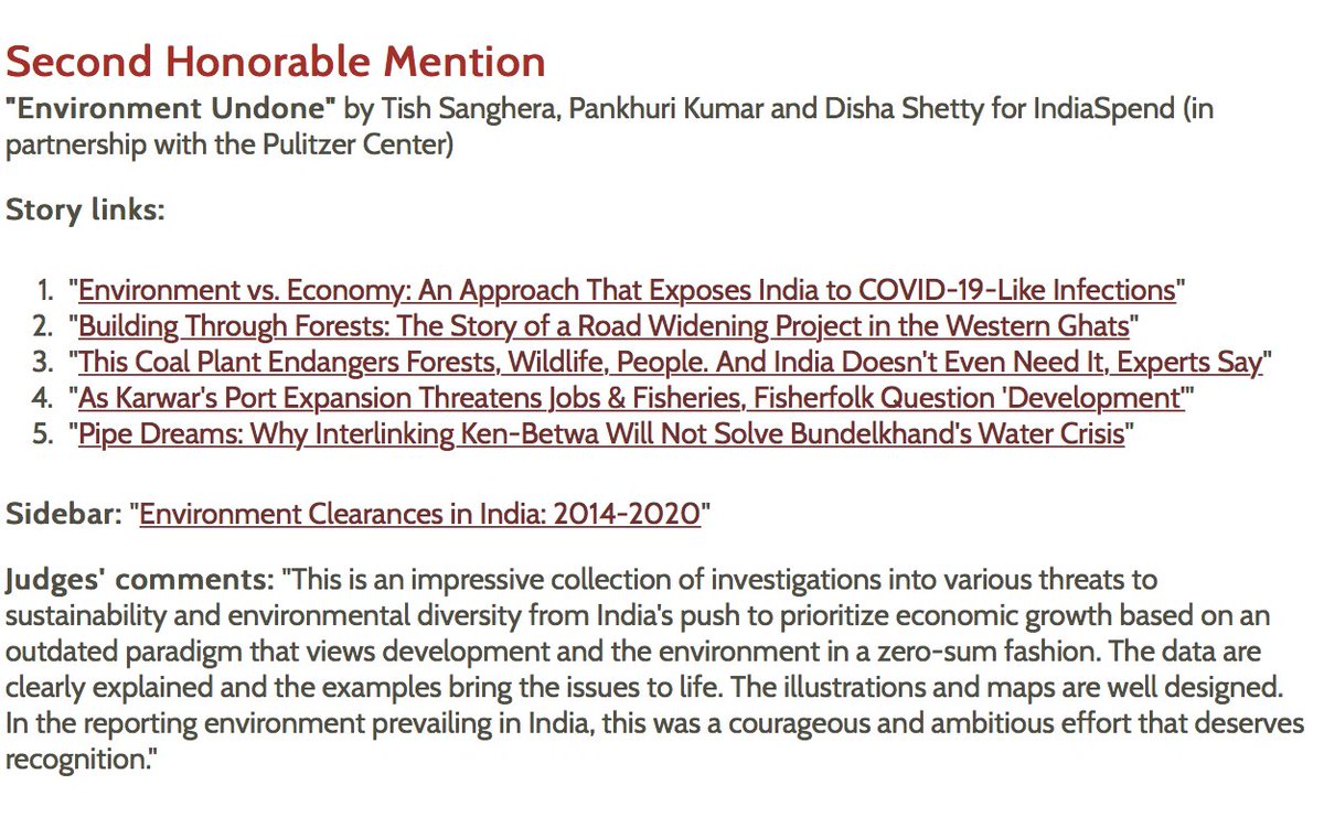 dishashetty20's tweet photo. SEJ is the world's largest environmental journalism competition and received 433 entries this year, despite the pandemic. Judges have called #EnvironmentUndone a "courageous and ambitious effort that deserves recognition" https://t.co/B4ctsCbbNy