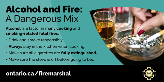 OttFirePrevent's tweet photo. Drink responsibly! Alcohol is a factor in many fires whether it’s at the cottage or at home. #cottagefiresafety #firesafety https://t.co/rhBSEVBgC9
