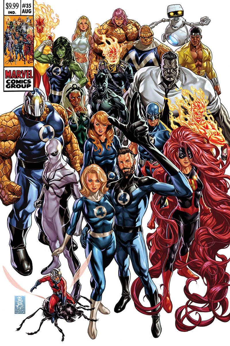It worked people, I'm drawing corner boxes for <a href="/Marvel/">Marvel Entertainment</a>!!!...

...is what I'll be tweeting when our #CornerBoxCrusade is victorious. In the meantime here's the full reveal of my #FantasticFour #35 cover with a special Twitter only addition. #LetMarkCornerBox #MarvelComics