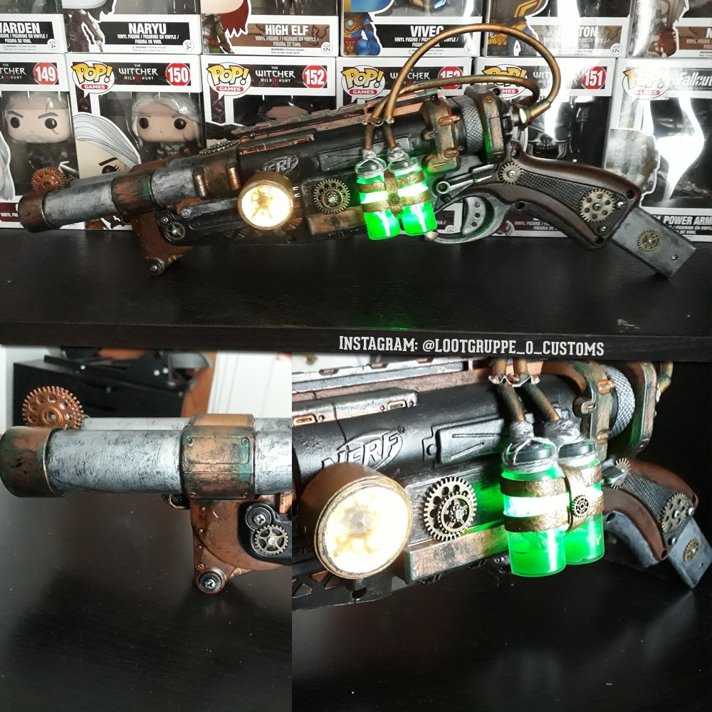 Lootgruppe0's tweet photo. Fertig! Meine zweite #custom #nerf , eine #steampunk Barrel Break IX-2. Bin ja schon so ein bissel stolz :D #nerfmods #nerfmod #modifiednerf #nerfporn #blasterporn #blastermod #customnerf #cosplay #larp #customtoy #dartblaster #nerfblaster #blasterporn https://t.co/VTRxr4Td9q