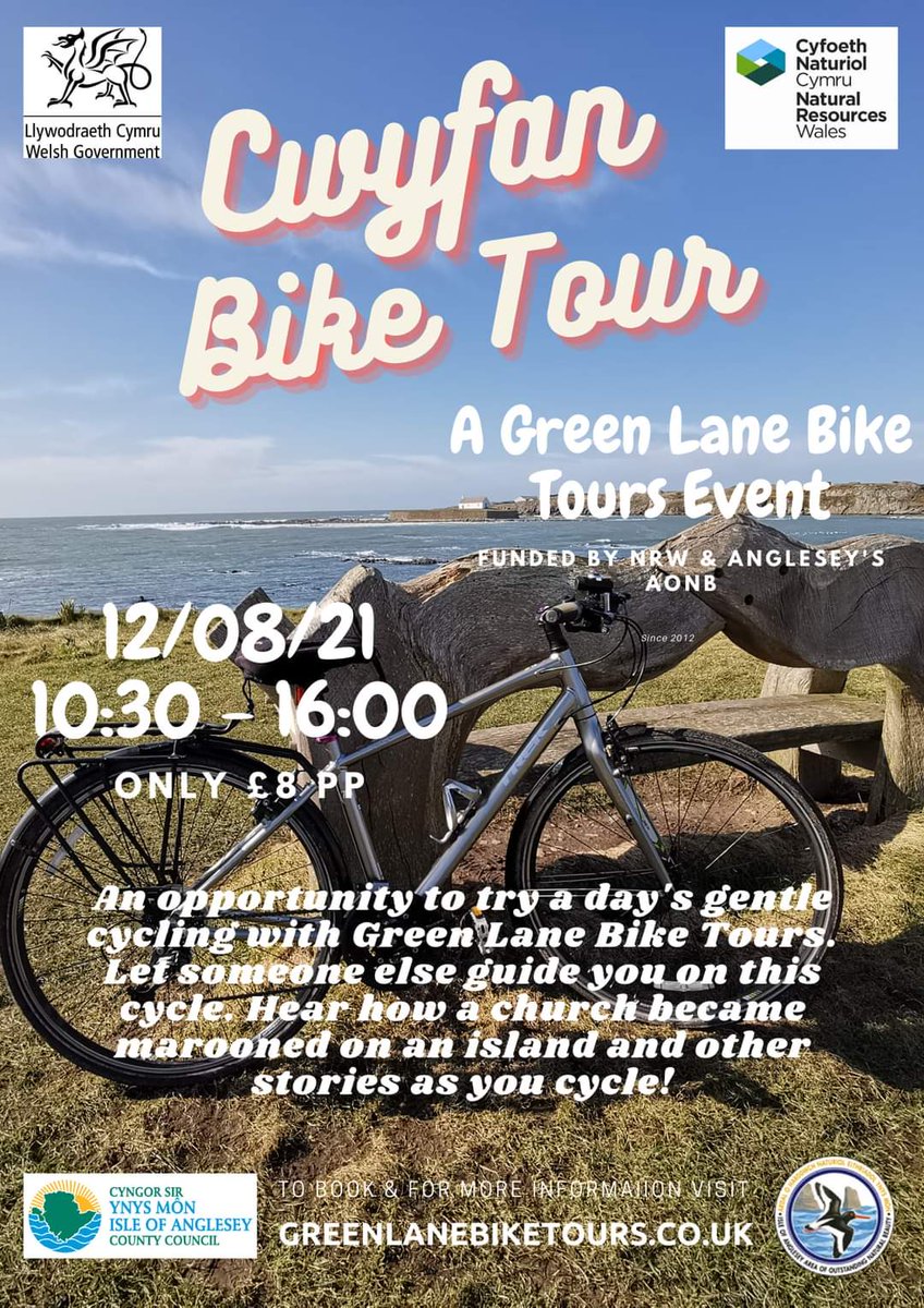 We have a handful of places left on our activity for AONB Anglesey's programme of events. Come and #cycle to #Cwyfan with us! Subsidised cost at £8 a head! (Select 12/8/21 to see this price) @VisitAnglesey greenlanebiketours.co.uk/cwyfan-the-chu…