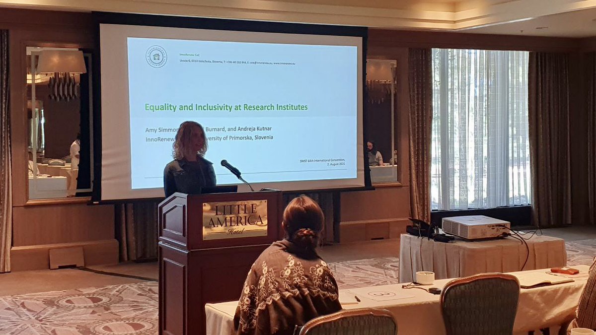 InnoRenewCoE's tweet photo. #InnoRenew CoE researcher @Amy__Simmons presented at the @SocietyWood 64th International Convention. She presented about equality and inclusivity at research institutes.

#SWST2021 #swstic #swstFlagstaff #GenderEquality https://t.co/1dbLZQ8IiB