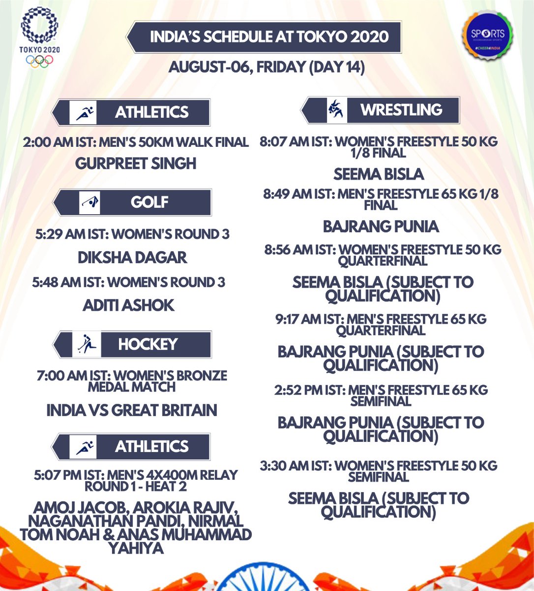 ddsportschannel's tweet photo. #TeamIndia's schedule for tomorrow on DD Sports 1.0 📺 (DD Free Dish)

#Tokyo2020 | #Cheer4India https://t.co/5DPImoVzvW