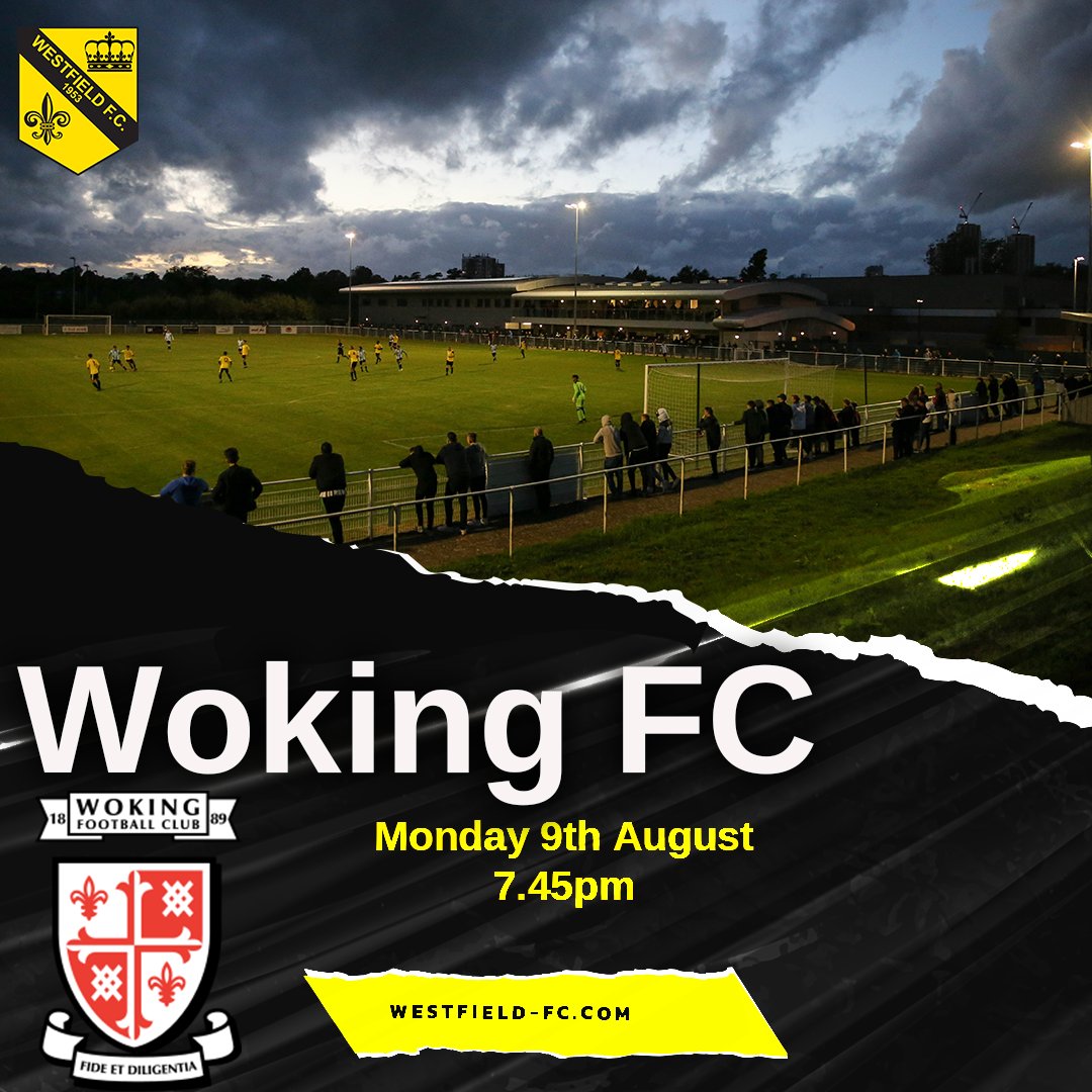 Monday 9th August we host our neighbours <a href="/wokingfc/">Woking Football Club</a> ⏱7.45pm 
💴Adults £7 - Concessions £4 - U10's Free
Gates open 6.15pm
Bar &amp; Snack hut fully open 🍻🧃