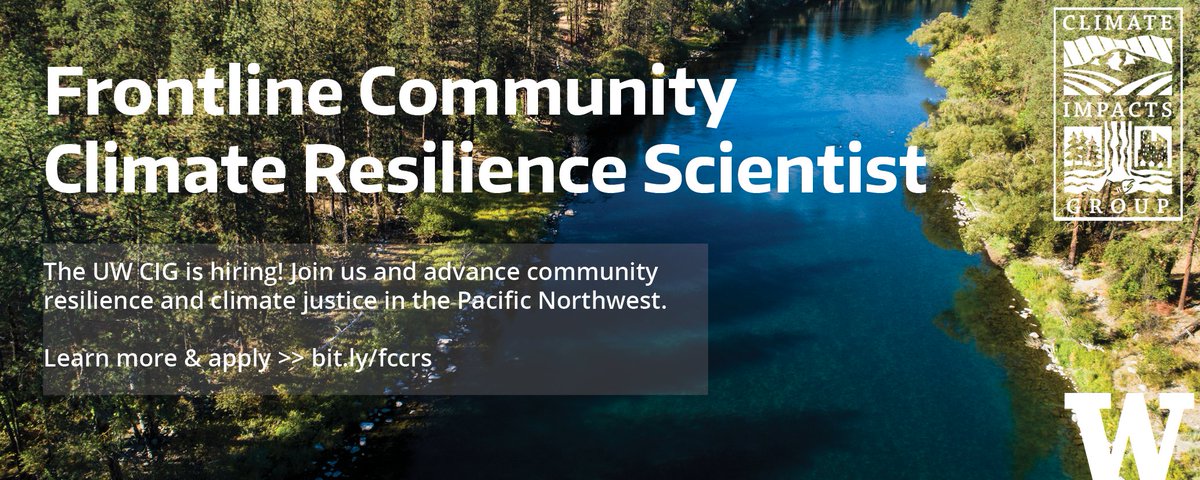 Do you have experience working across diverse communities on issues related to climate change &amp; environmental justice? Do you want to lead research &amp; strategic efforts related to justice in climate adaptation? APPLY today to join the <a href="/CIG_UW/">Climate Impacts Group</a> team!! bit.ly/fccrs