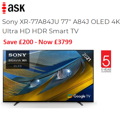 AskDirect's tweet photo. Flash Sale on the Sony XR-77A84JU 77" A84J OLED 4K Ultra HD HDR Smart TV this week at Ask Direct: https://t.co/KdIUbCV96g

#AskDirect #SonyOLEDTV #SonyOLED #SonyTV #Sony4K #Sony #SonyUK https://t.co/6Z8LI5sPwK