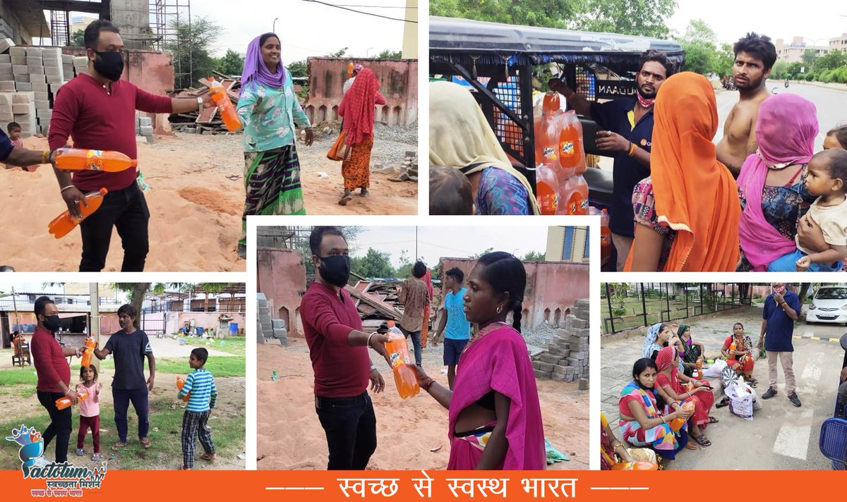 Supporting the needy has been at the forefront of the organization. We have been providing food, ration and other items of need to the #marginalized. Here is our team member Nemichand distributing colddrinks among the construction laborers in Vidyadharnagar, #Jaipur