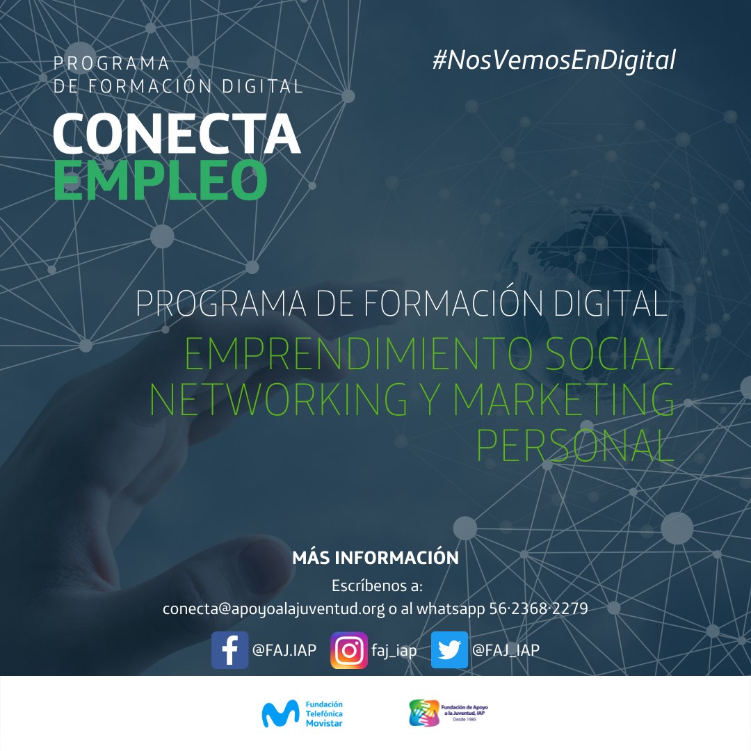 FAJ_IAP's tweet photo. #ConectaEmpleo es una iniciativa de @FTelefonicaMX  y @FAJ_IAP, buscamos desarrollar tus habilidades digitales 📲📈.
✅ Disponible para todos los perfiles
💻 100% virtual y gratuito
Inscríbete aquí 👉https://t.co/4ZhKtwLEwq
#CursosGratuitos #FAJIAP #YoSoyJoven #TriunfoDeBecerra https://t.co/VKgPWBuyKw